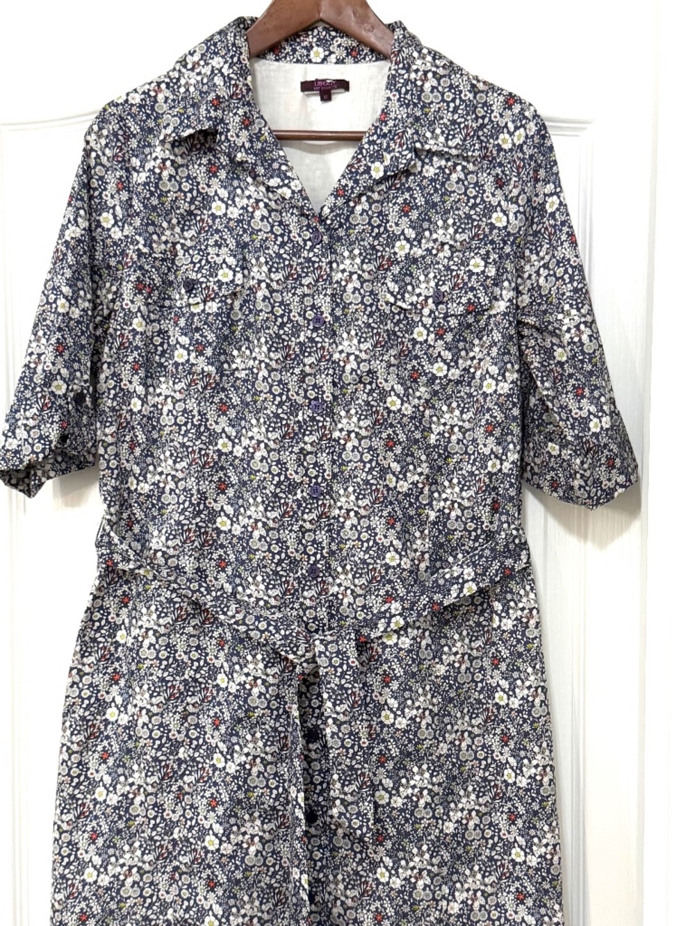 Liberty London Floral Cotton Shirt Dress - UK 12 / US 8